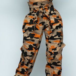 Camo High waist ankle tie pant